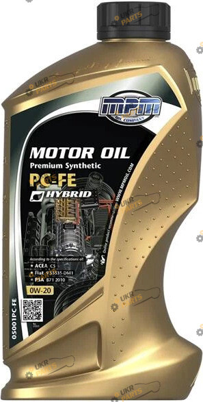 Моторное масло MPM Oil PC-FE Premium Synthetic 0W-20 1 л (05001PC-FE)
