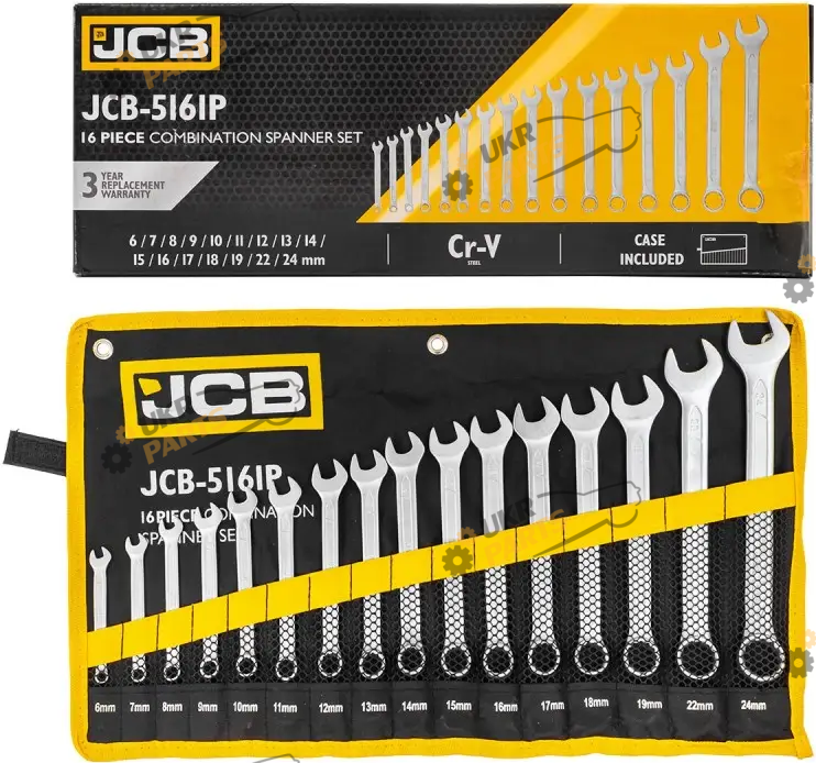 Набор рожково-накидных ключей JCB 6 мм - 24 мм, 16 шт (СТ-00163287)