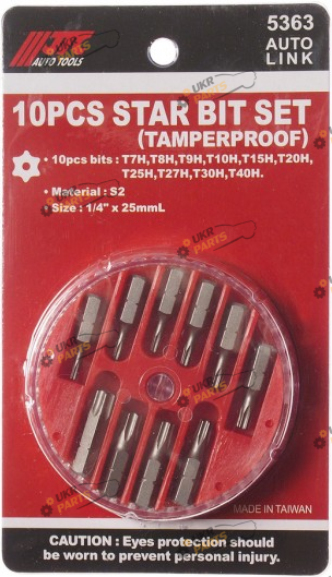 Набор бит JTC TORX T7H-T40H с отверстием 10 шт (5363 JTC)