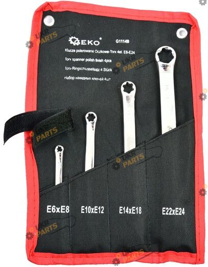 Набор накидных ключей Geko двусторонний Torx E6-E24 4 шт (G11149)