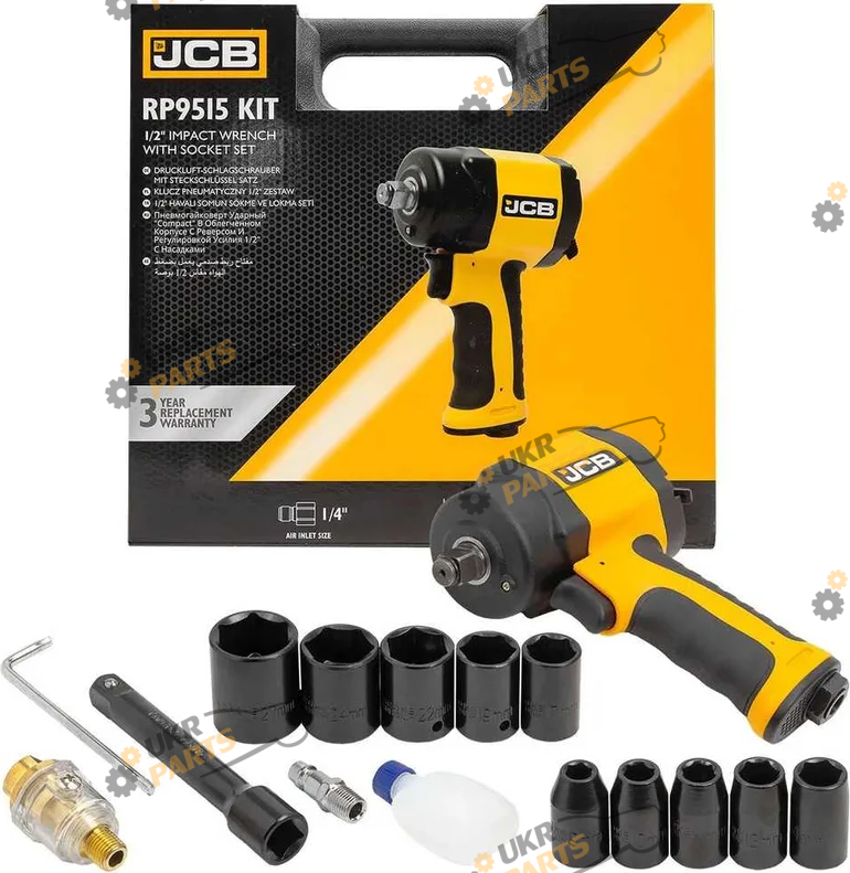 Гайковерт пневматический JCB ударный с комплектом головок 1/2