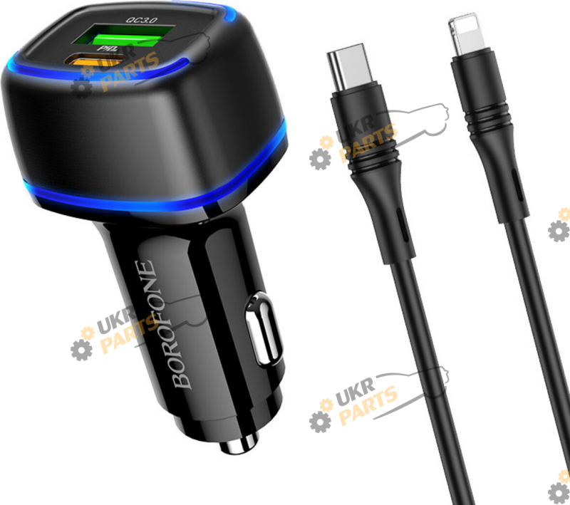 Зарядное устройство Borofone BZ14A Mercury PD20W+QC3.0 Lightning Black USB/Type-C 3 А (BZ14ACLB)