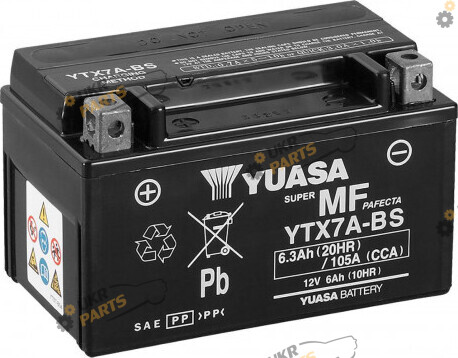 Мотоциклетный аккумулятор Yuasa МОТО MF VRLA Battery 6 Ач (YTX7A-BS)
