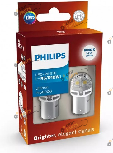 Лампочка Philips R5W/R10W LED Ultinon Pro6000 12V/24V BA15s white (24805CU60X2)