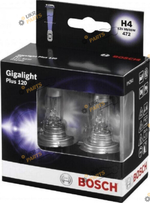 Галогеновая лампа Bosch +120% GigaLight H4 2 шт (1 987 301 106)