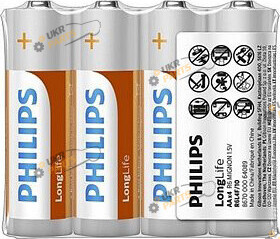 Батарейка Philips Long Life AA 4 шт. (PS R6L4F/10)