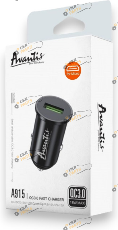 Зарядное устройство Avantis A915 Black с кабелем Micro USB USB 3 А (A915 black Micro USB)