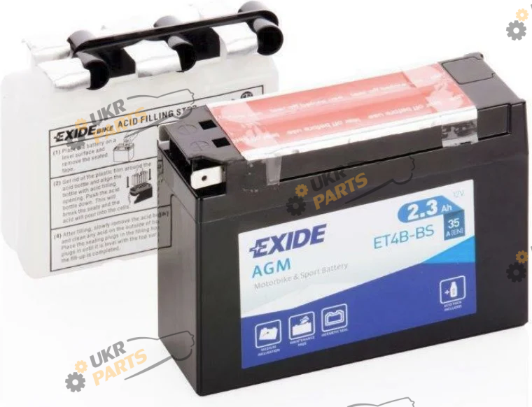 Мотоциклетный аккумулятор Exide 2.3 Ач (ET4B-BS)