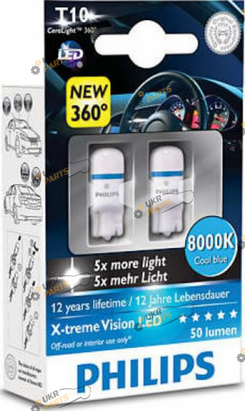 LED лампа Philips X-Treme Vision W5W 0.8 Вт (22696)