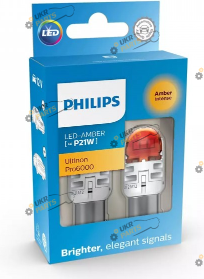 Лампочка Philips P21W LED Ultinon Pro6000 SI 12V BAU15S amber (11498AU60X2)
