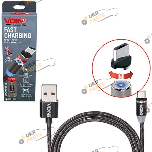 Кабель Voin microUSB 2.4 А (MC-2301M BK)