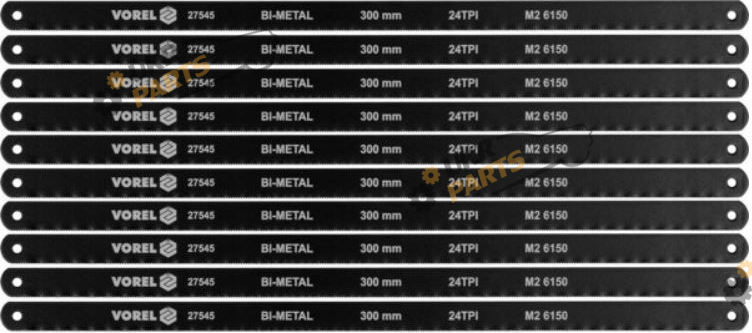 Полотно для ножовки по металлу Vorel Биметаллическое, 300х12,6х0,65 мм, 24, упаковка 10 шт (27545)