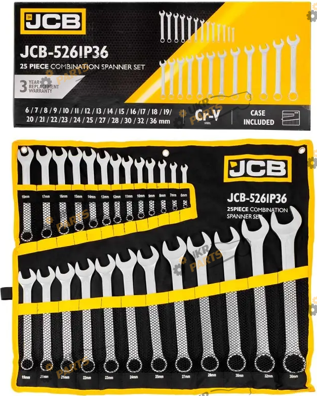 Набор рожково-накидных ключей JCB 6 мм - 36 мм, 25 шт (СТ-00165330)