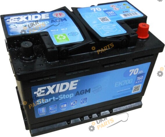 Автомобильный аккумулятор Exide AGM 6СТ-70 (-/+) Euro 760 А 70 Ач (EK700)