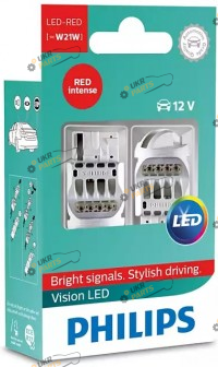 Лампочка Philips W21W LED 12V RED B2 (12838REDX2)