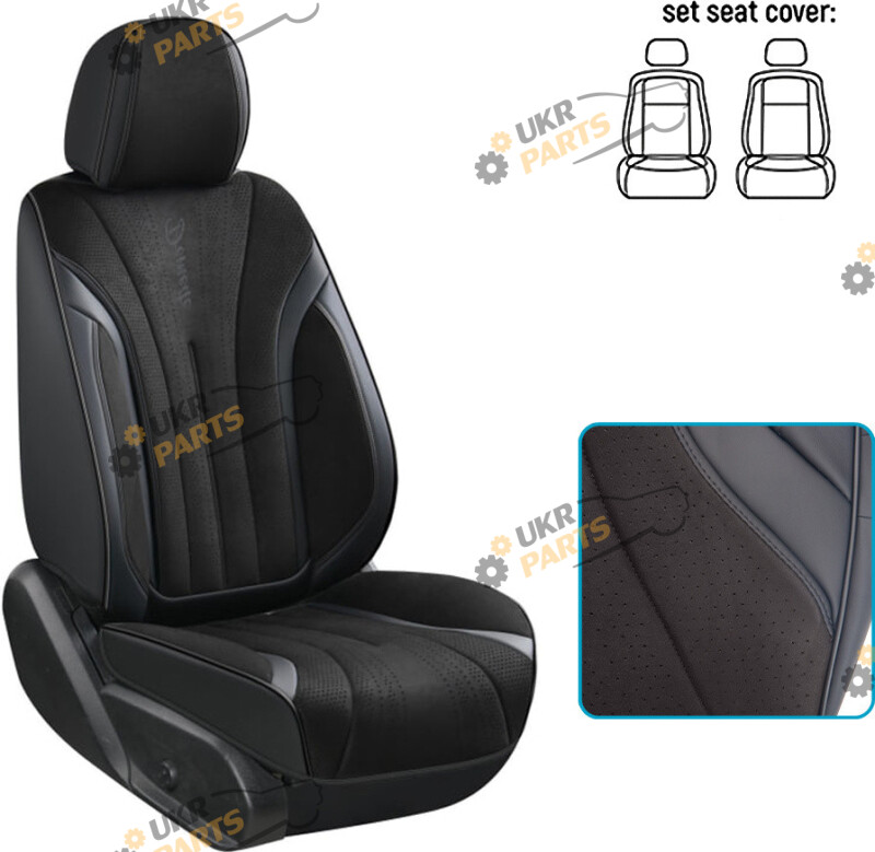 Чехлы для сидений Voin V-8907 Bk 2 пер+2 підг екошкіра черные (67381)