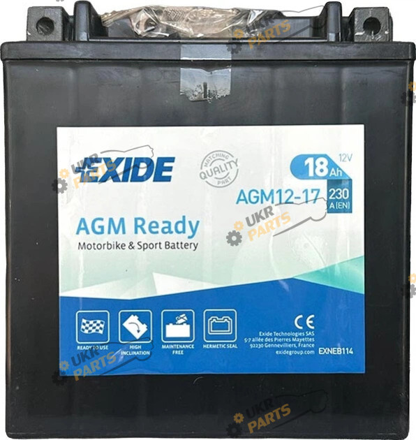 Мотоциклетный аккумулятор Exide Ready 18 Ач (AGM12-17)