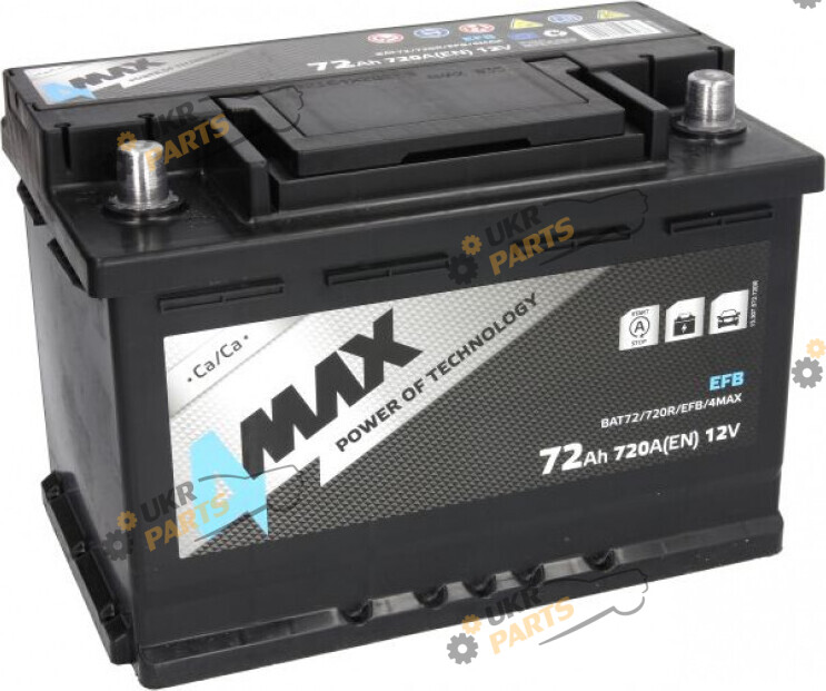 Автомобильный аккумулятор 4Max EFB 720 А 72 Ач (BAT72720REFB4MAX)