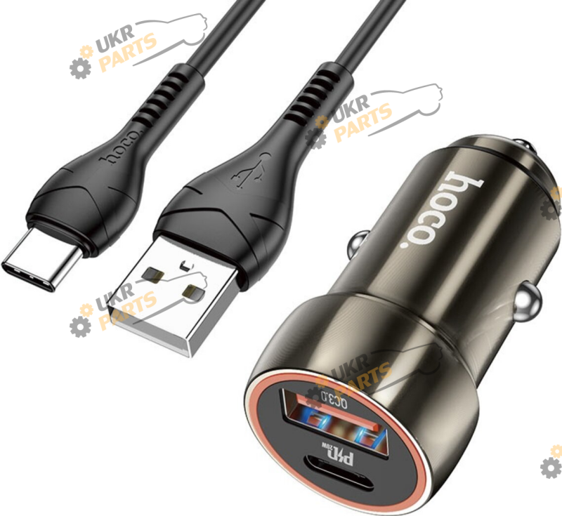 Зарядное устройство Hoco Z46A з кабелем type-c Blue whale Metal Gray USB 3 А (6931474770370)