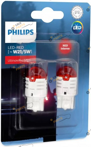 Лампочка Philips W21/5W LED 12V Ultinon Pro3000 RED (11066U30RB2)