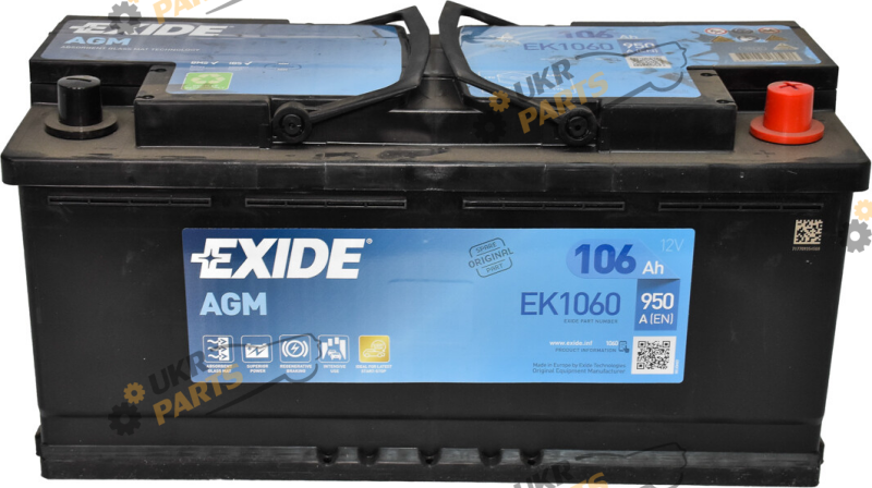 Автомобильный аккумулятор Exide AGM 6 CT-106-R 106 Ач (EK1060)
