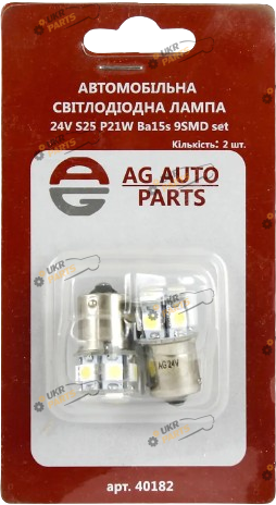 LED лампа AG Autoparts P21W 21W 9SMD BA15s 21 Вт (AG 40182)