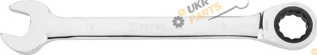 Ключ рожково-накидной Topex с трещеткой 19 мм L-245 мм (35D746)