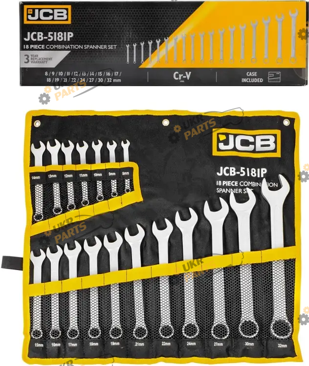 Набор рожково-накидных ключей JCB 8 мм - 32 мм, 18 шт (СТ-00163288)