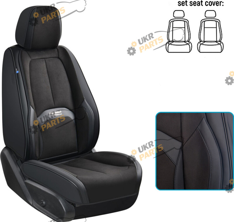 Чехлы для сидений Voin V-8913 Bk 2 пер+2 підг екошкіра черные (67379)
