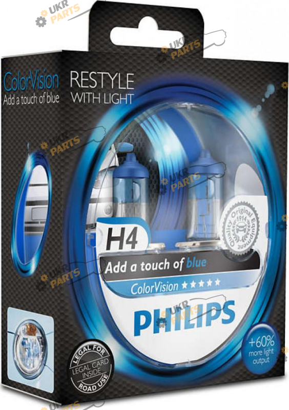 Галогеновая лампа Philips ColorVision Blue H4 2 шт (22662)