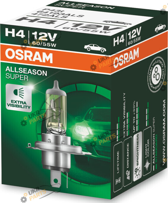 Галогеновая лампа Osram ALLSEASON SUPER H4 1 шт (4050300435978)