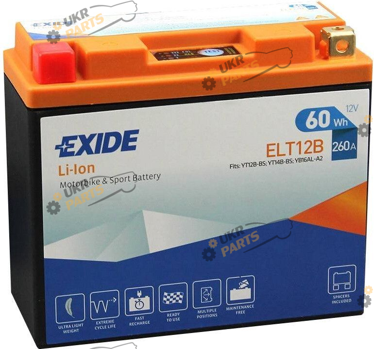 Мотоциклетный аккумулятор Exide 5 Ач (ELT12B)