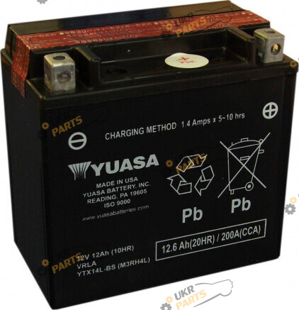 Мотоциклетный аккумулятор Yuasa МОТО MF VRLA Battery 12.6 Ач (YTX14L-BS)