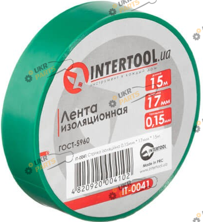 Изолента Intertool зеленая 15 м / 17 мм (IT-0041)