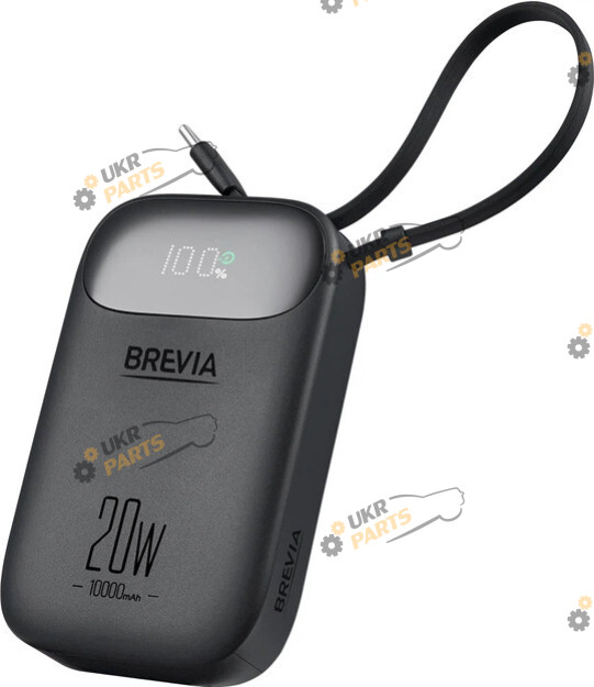 Повербанк Brevia CompactMini 10000 mAh LCD + cable 20W Black (45420CMB)