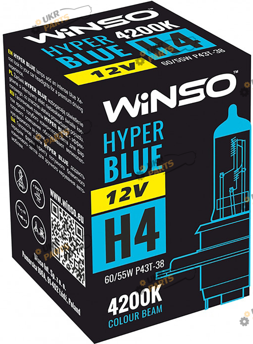 Галогеновая лампа Winso HYPER BLUE 4200K 60/55W P43t-38 H4 1 шт (712440)