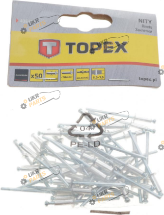 Заклепка Topex 3,2 мм алюминиевые 50 шт (43E302)