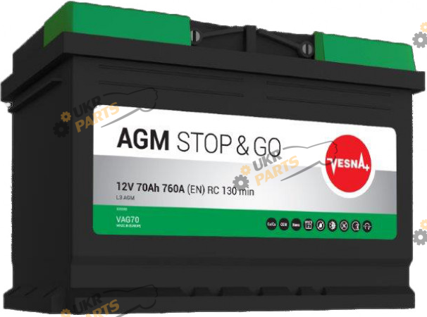 Автомобильный аккумулятор Vesna AGM Euro (0) 70 Ач (314 070)