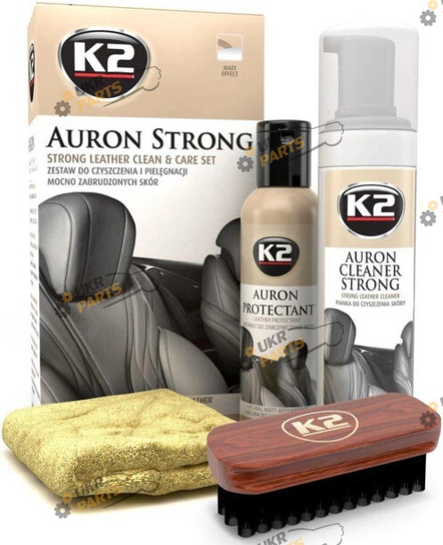 K2 Набір по догляду за шкіряною оббивкою 4 предмети автохімія Auron Strong Set з мікрофіброю (G421)