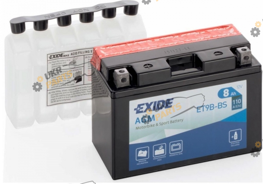 Мотоциклетный аккумулятор Exide 8 Ач (ET9B-BS)