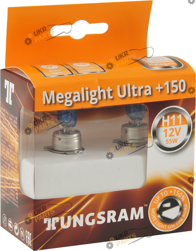 Галогеновая лампа GeneralElectric Megalight Ultra +150% H11 2 шт (TU 53110 NXNU B2)
