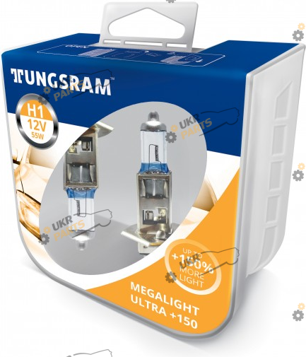 Галогеновая лампа Tungsram H1 55W 12V (2 шт./пластикбокс) Megalight Ultra +150% H1 2 шт (TU50310NXNU.2PL)