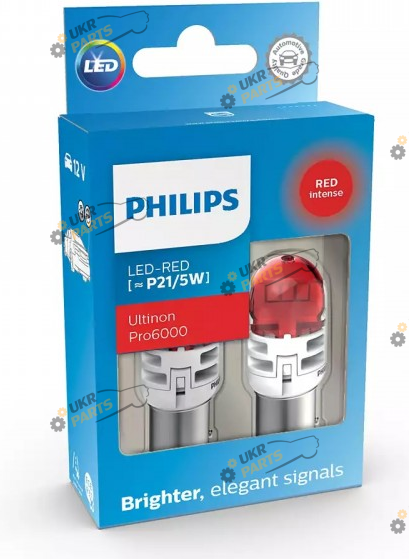 Лампочка Philips P21/5W LED Ultinon Pro6000 SI 12V BAY15d red (11499RU60X2)