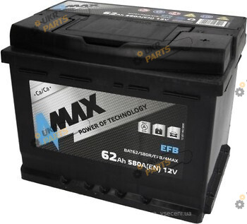 Автомобильный аккумулятор 4Max 62 Ач (BAT62/580R/EFB/4MAX)