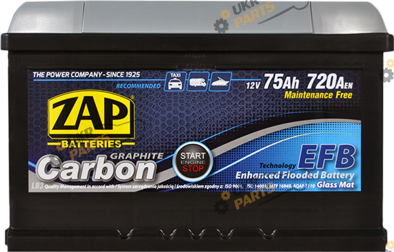 Автомобильный аккумулятор ZAP Carbon EFB Start-stop 75 Ач (575 08)