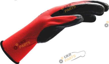 Перчатки черно-красные с антискользящим латексным покрытием RED LATEX GRIP, поліестер, пара (0899408211)