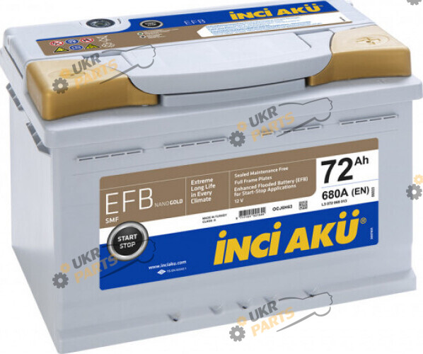 Автомобильный аккумулятор INCI AKU EFB Nanogold 680A 72 Ач (L3 072 068 013)