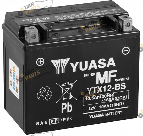 Мотоциклетный аккумулятор Yuasa МОТО MF VRLA Battery 10.5 Ач (YTX12-BS)