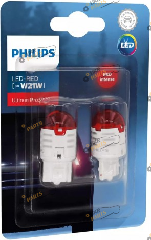 Лампочка стопа Philips W21W LED 12V Ultinon Pro3000 RED (11065U30RB2)