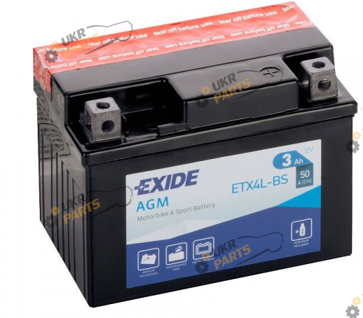Мотоциклетный аккумулятор Exide 3 Ач (ETX4L-BS)